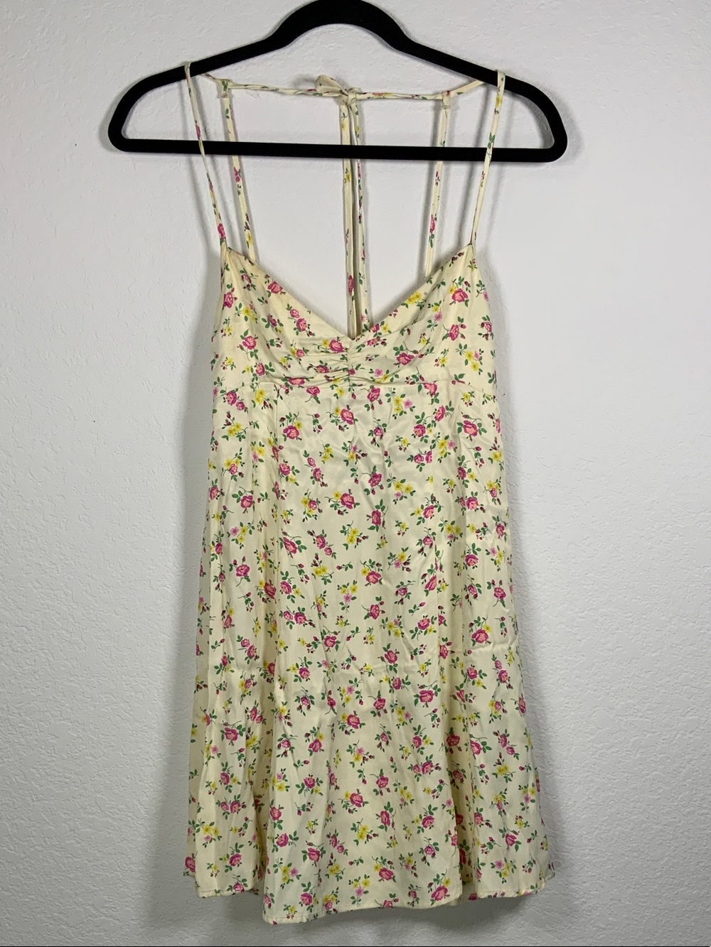 Zara Cream Mini Dress with Pink Floral Print